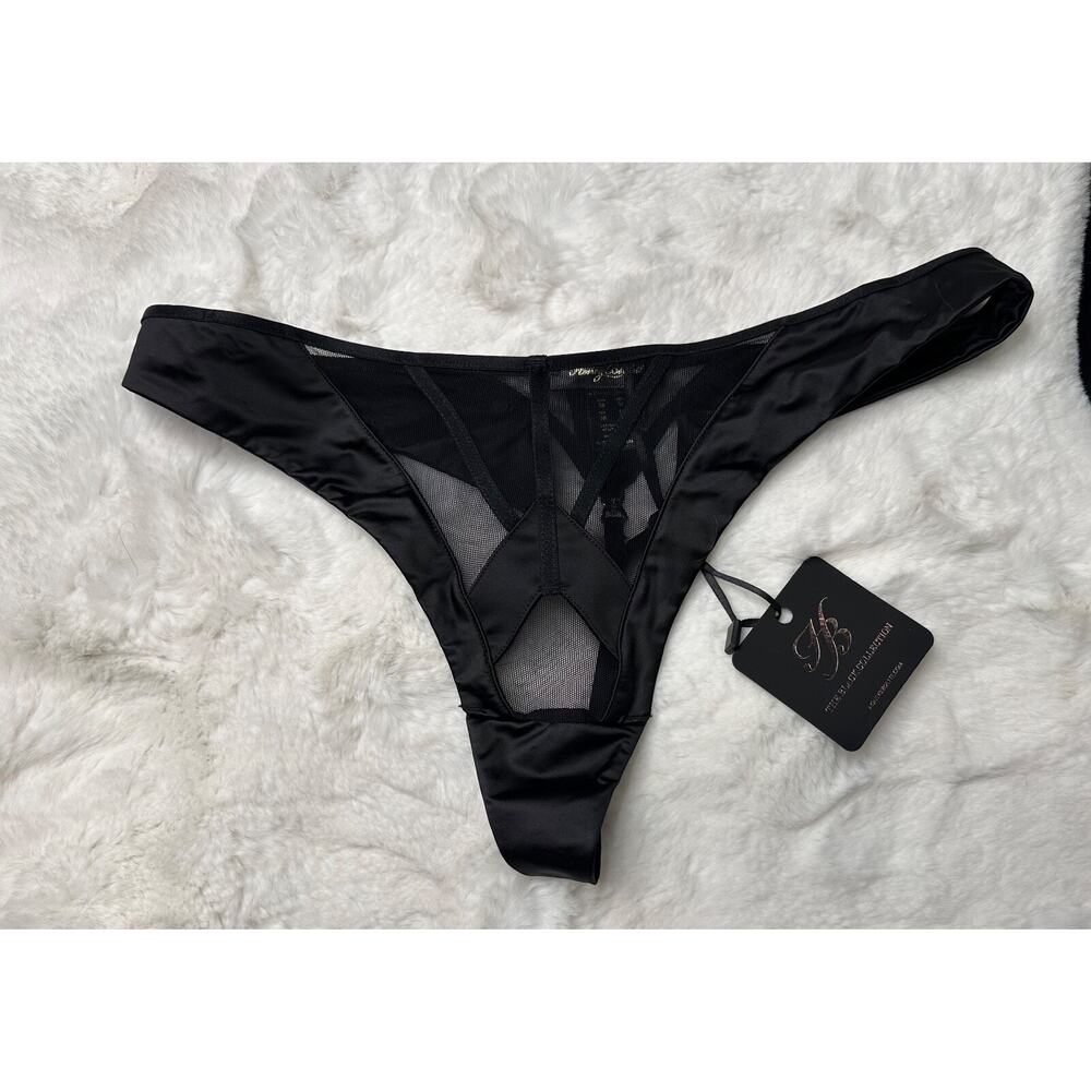 Honey Birdette VESNA🖤 Black Mesh Panel Thong Medium